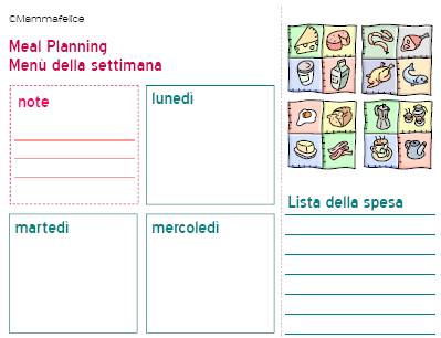 Meal planning - Menù della settimana