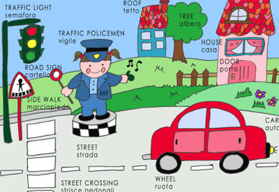 Dizionario illustrato di inglese per bambini: La strada