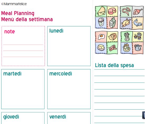 Come organizzare un menu settimanale