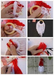 Collage-come-fare-un-Babbo-Natale-da-appendere-con-anello-in-legno-e-lana.