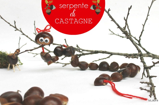 Tutorial-serpente-di-castagne-forate-lana-occhietti-mobili.