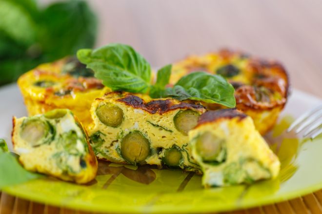 baked omelet with brussels sprouts on a plate