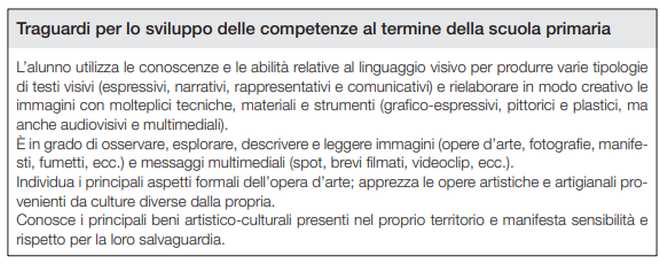 traguardi per lo sviluppo delle competenze di arte immagine al termine della scuola primaria