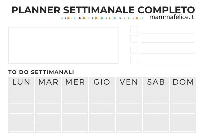 Planner settimanale completo, da stampare gratis