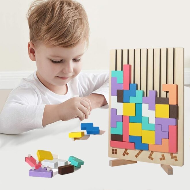 gioco montessori tetris in legno 